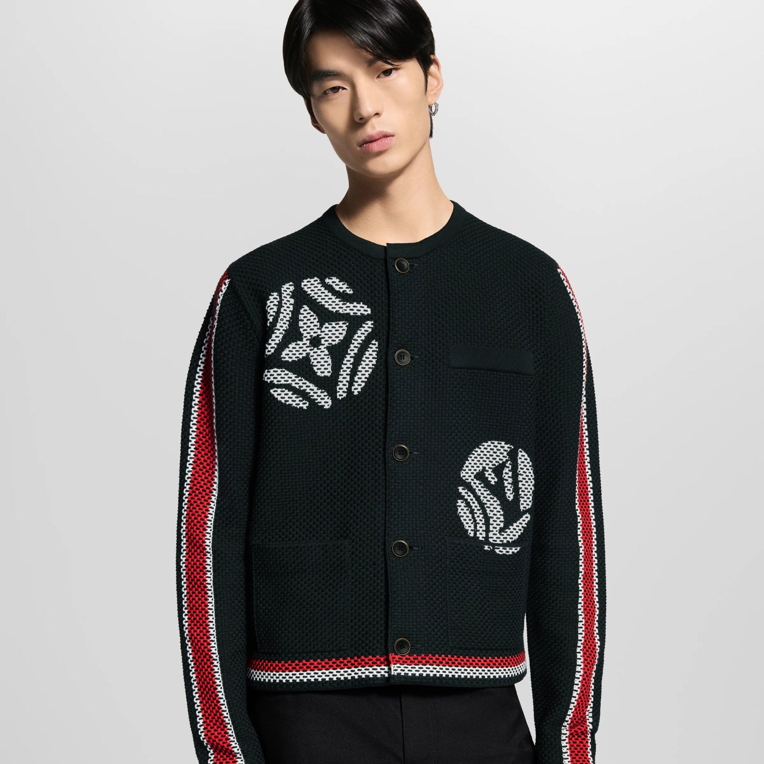 Louis Vuitton Men's x Spring/Fall/Winter Embroidered Knit Cotton Crew Neck Single- Breasted Cardigan Jacket #81596