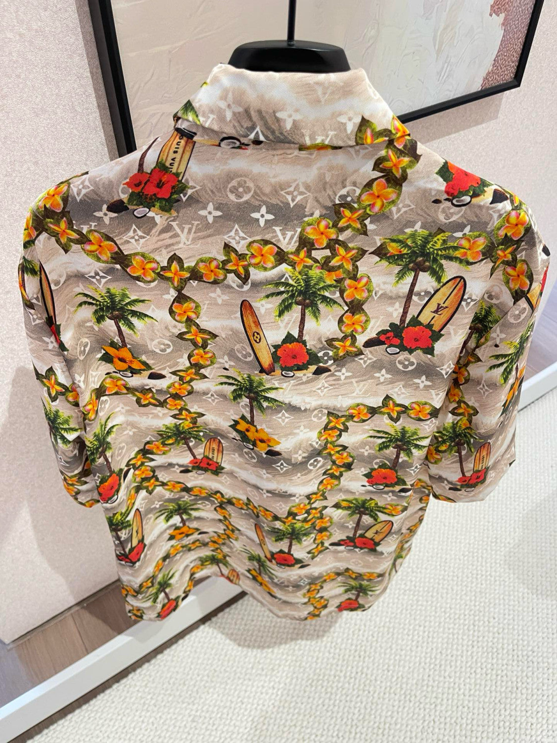 Louis Vuitton Men's Summer Floral Beach Print Single Breasted Short Sleeve Shirt Elasticated Waist Shorts Set Suit #72421