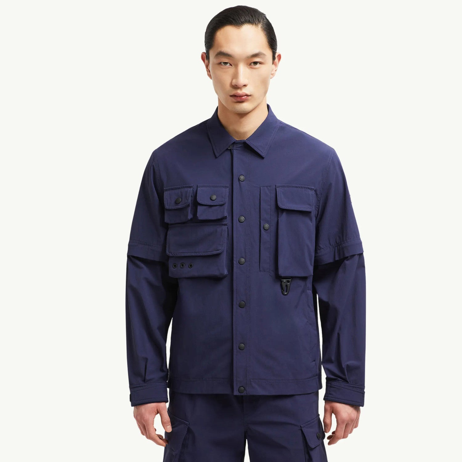 Moncler Men's Spring/Fall Casual Single-Breasted Solid Color Multi Pocket Detachable Sleeve Workwear Jacket #78895