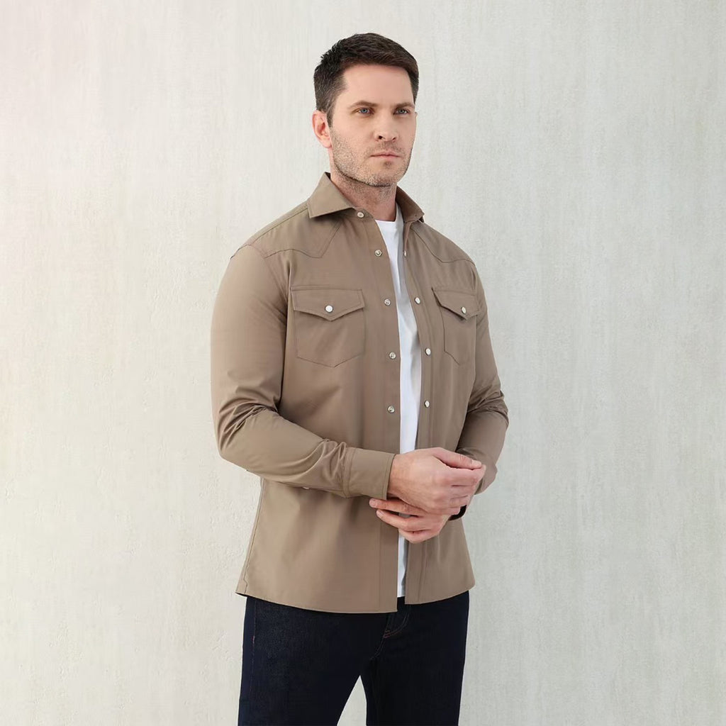 Brunello Cucinelli Men's Spring And Autumn Lapel Single-Breasted Solid Colour Shirt Fashion Casual Long-Sleeved Shirt Jacket Ngvp #1471