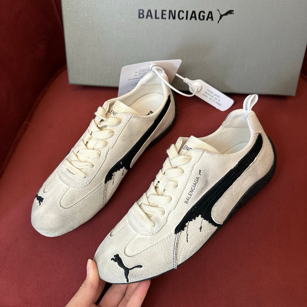Balenciaga X Puma Women's Solid Suede Leather Low Top Lace Up Flat Sneakers Shoes #76734