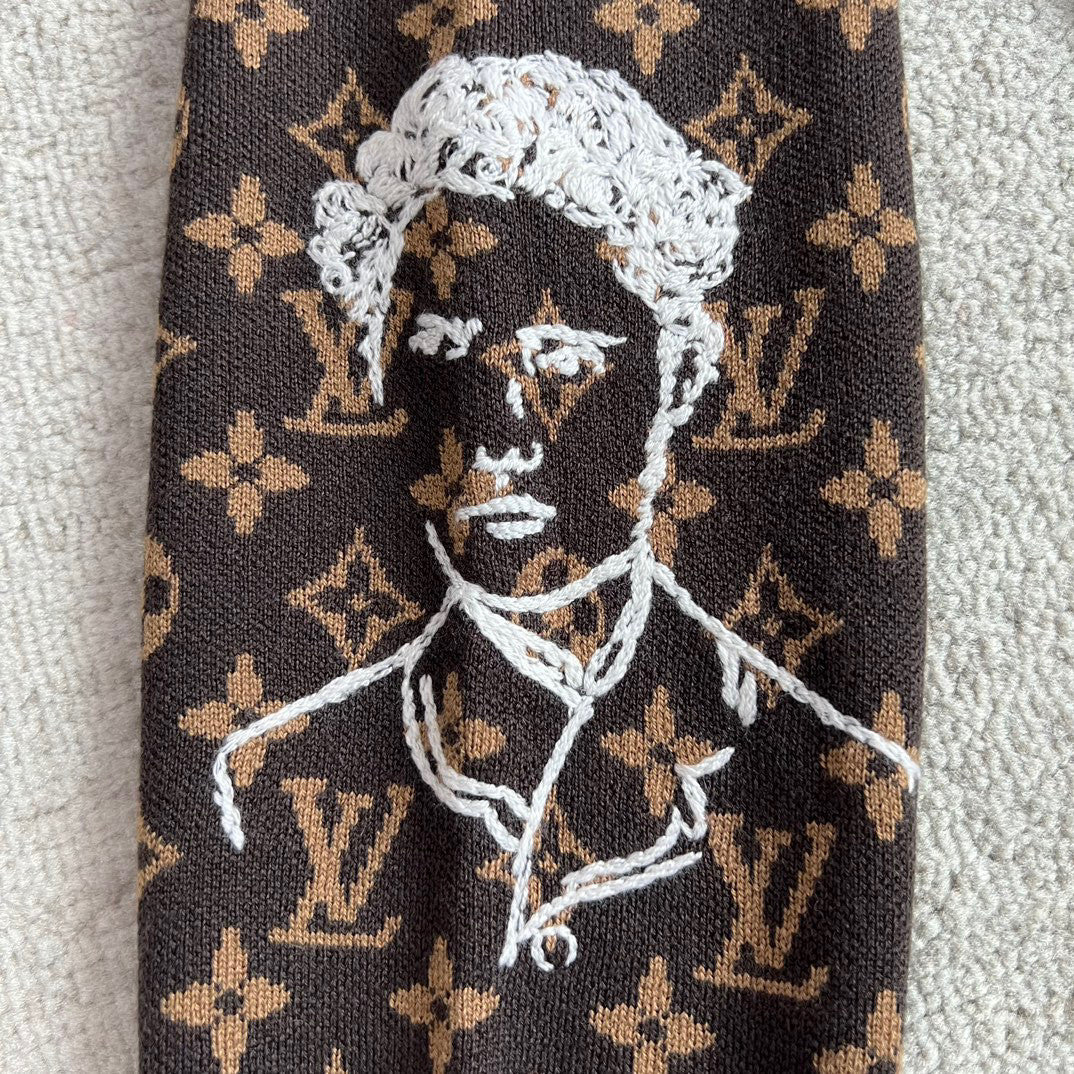 Louis Vuitton Embroidered Pattern Crew Neck Sweater Pullover #96167