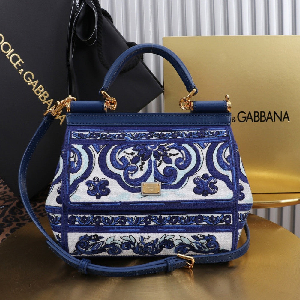 Dolce&Gabbana Majolica Embroidery Sicily Small Handbag Women's Classic Embroidered Spring/summer Tote With Chain Strap And Crossbody Strap Bag Bags #197030