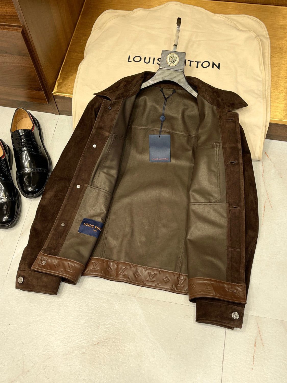 Louis Vuitton Men's Fall/Winter Dark Brown Loose Suede Denim Jacket #96992
