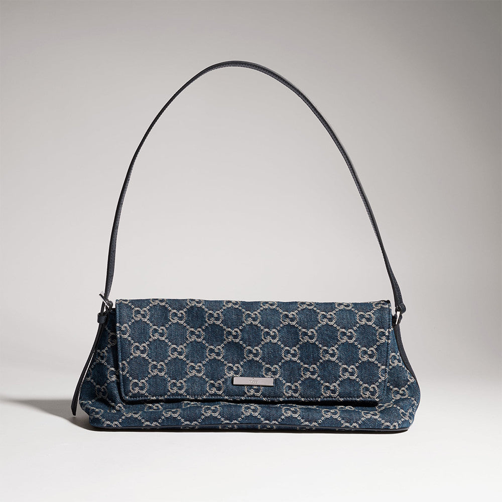 GUCCI Madison Medium Shoulder Bag in Blue GG Denim #383858