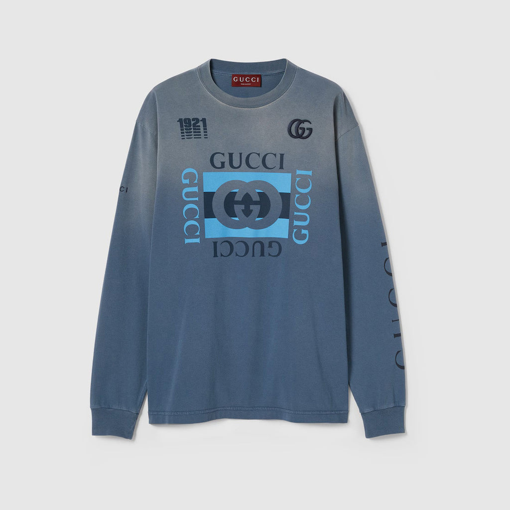 Gucci Men's And Women's Spring/Summer Solid Color Fashion Casual Gradient Print Plain Weave Long Sleeve Round Neck Sweatshirt #78275