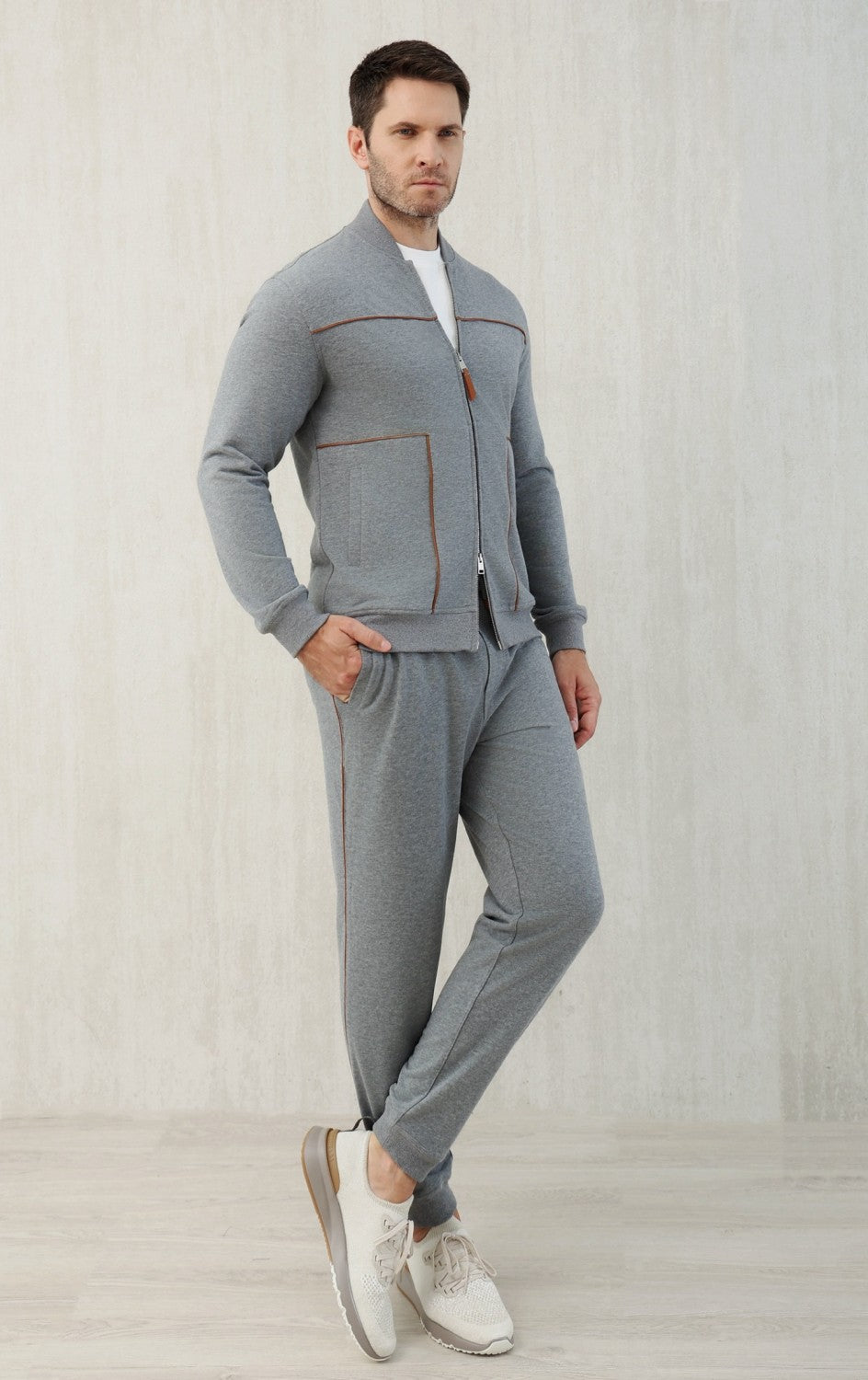 Brunello Cucinelli Men's Spring and Autumn Hooded Long Sleeve Cotton Casual Sports Sweatshirt Zipper Long Sleeve Jacket Ngvp #1766