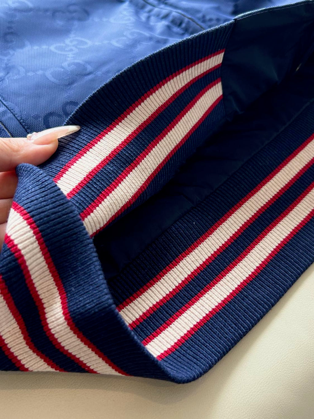 Gucci Men's Spring and Autumn Navy Reversible Round Neck Zipper Sport Long Sleeve Jacket #73214