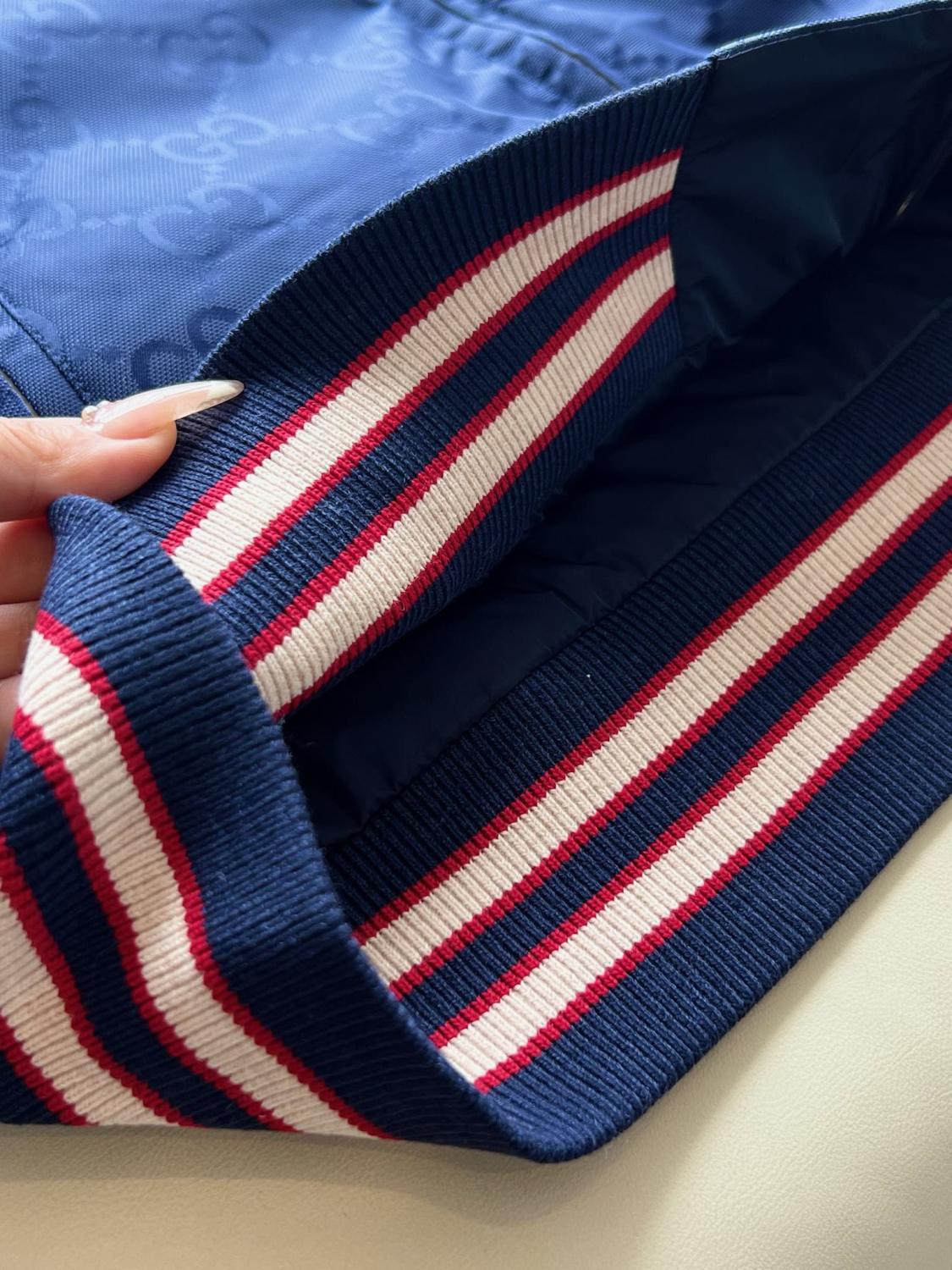 Gucci Men's Spring and Autumn Navy Reversible Round Neck Zipper Sport Long Sleeve Jacket #73214