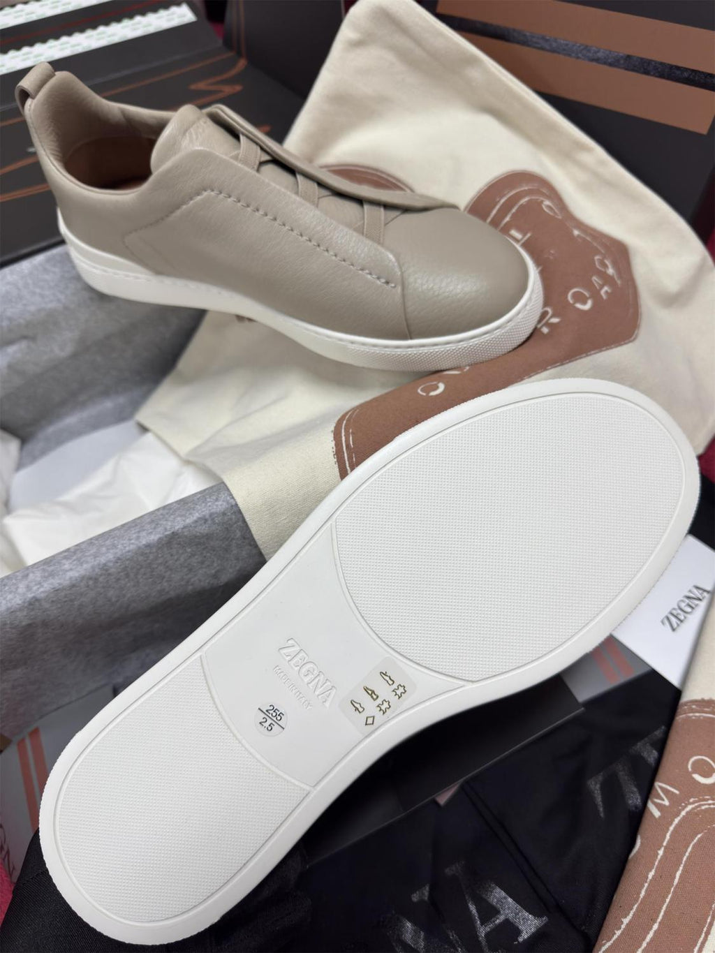 Ermenegildo Zegna Men's Solid Color Leather Fabric Simple Flat Casual Shoes #77223