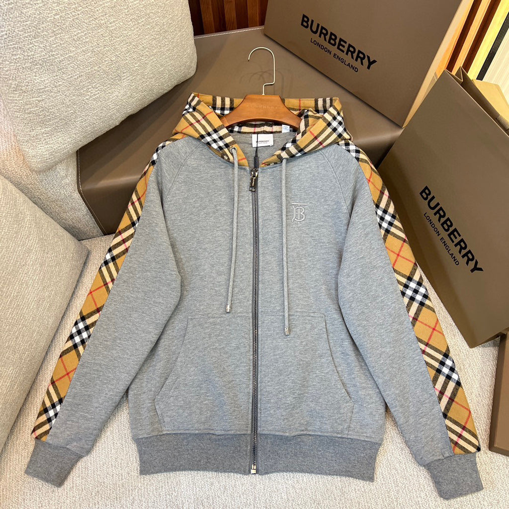 Burberry Men's Fall Plaid Zipper Hooded Sweatshirt Jacket #97312