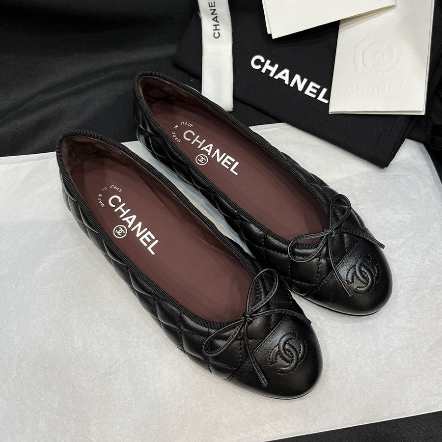 Chanel Women's Four Seasons Simple Solid Color Single Shoes Ballet Shoes Retro Calfskin Flat Shoes Round Head Casual Shoes #77859