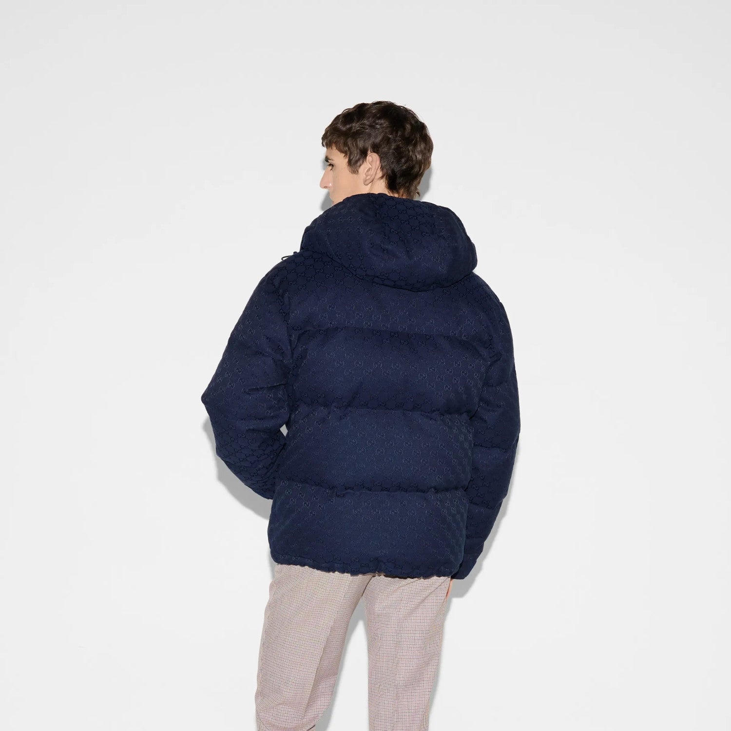 Gucci Men's Spring and Autumn Winter GG Full Print Canvas Zipper Detachable Hood Solid Color Long Sleeve Down Jacket #81753