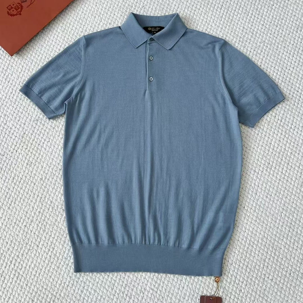Loro Piana King's Gift® Men's Polo Shirt Spring Summer Fashion Casual Button Short Sleeve Top Knitted T-shirt Lapel Men's Clothes Ngvp #9957