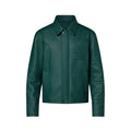 Louis Vuitton Men's Fall And Winter Green Retro Embossed Leather Long-sleeved Shirt Cowhide Jacket Fashion Trend Leisure Lapel Zipper Leather Jacket #81126