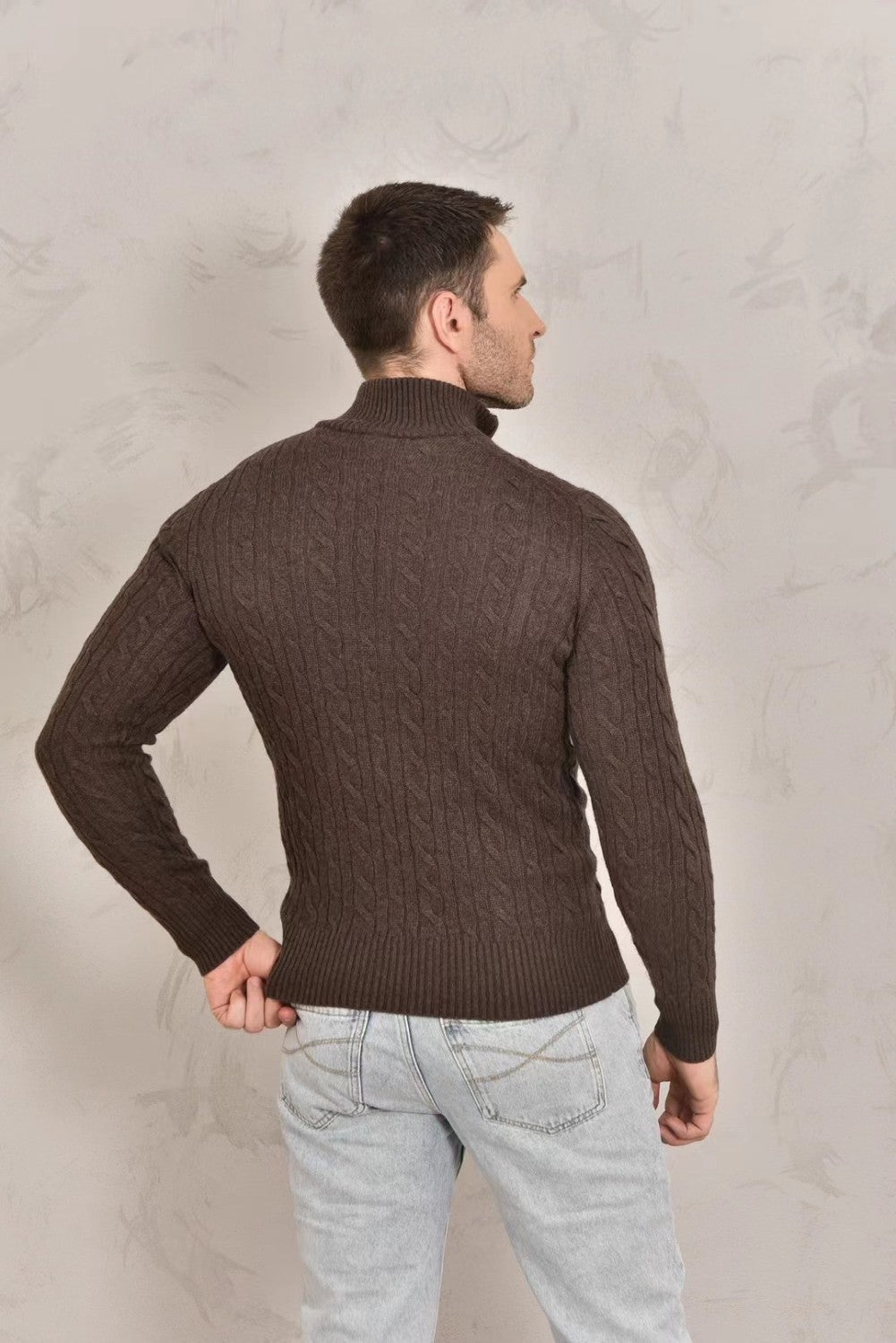 Loro Piana Men's Fall/Winter Half High Neck Zipper Long Sleeve Cashmere Fitted Knit Sweater Ngvp #9738