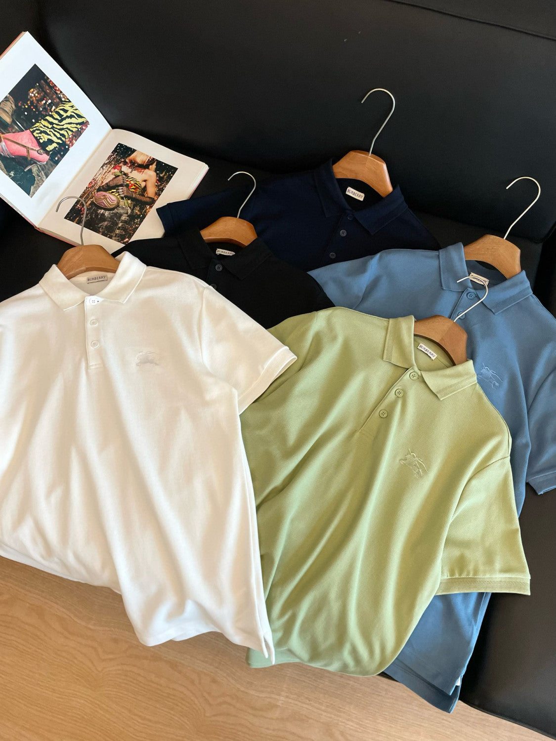 Burberry Men's Summer Solid Color Embroidered Knight Pattern Polo Neck Short Sleeve T-Shirt #76185