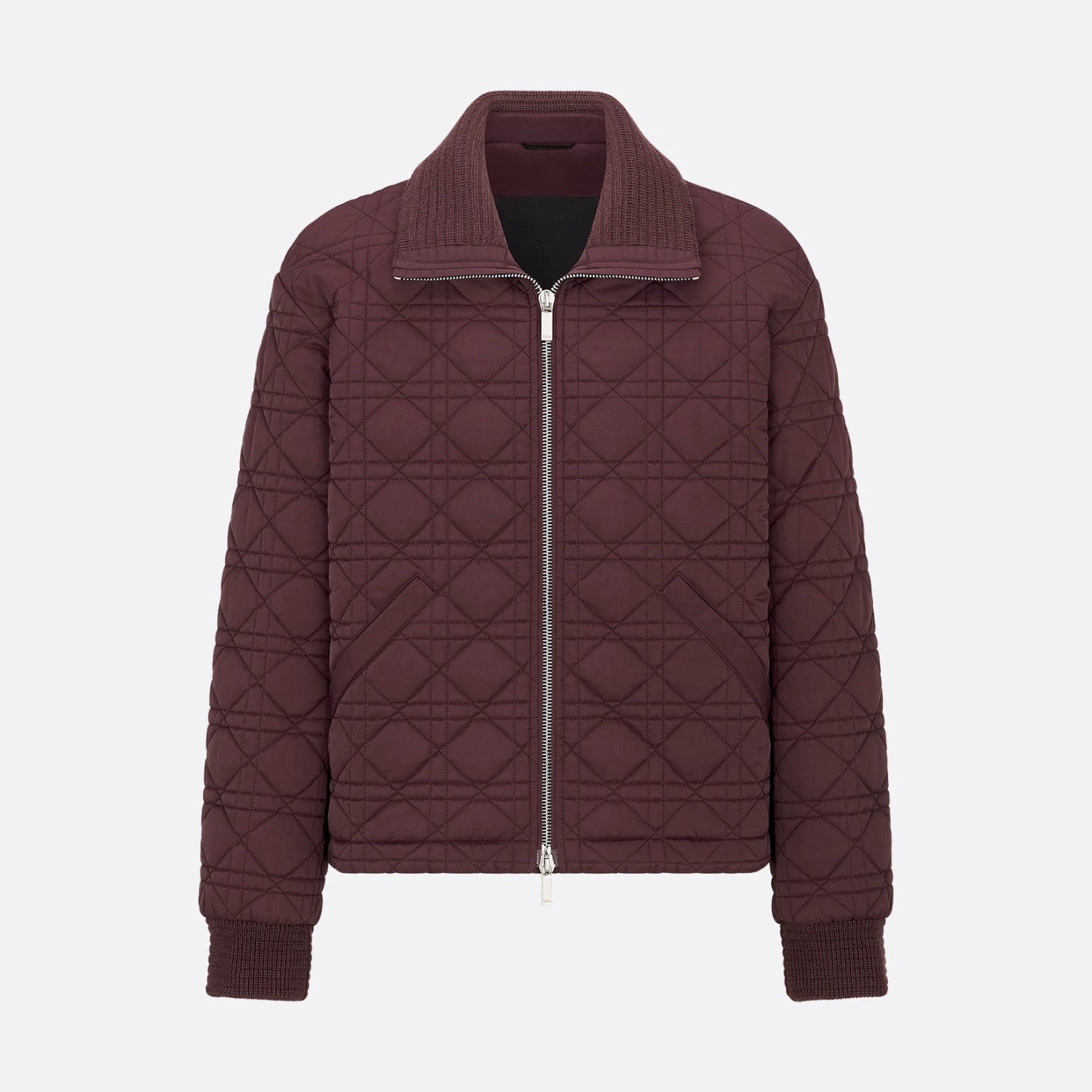 Dior Men's Autumn and Winter Solid Color Lapel Quilted Zipper Long Sleeve Jacket #74854