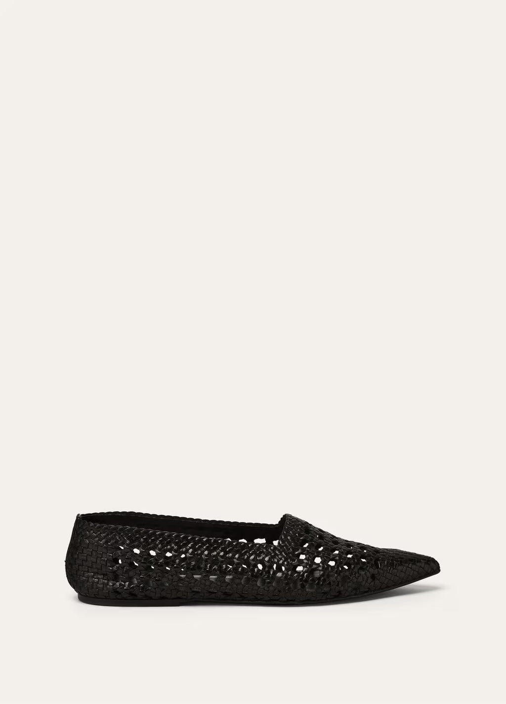 Loro Piana Women's Spring. Summer And Autumn Ayame Flat Ballet Shoes Retro Weaving Hollow Cowhide Solid Color Pointed Single Shoes Ngvp #1692
