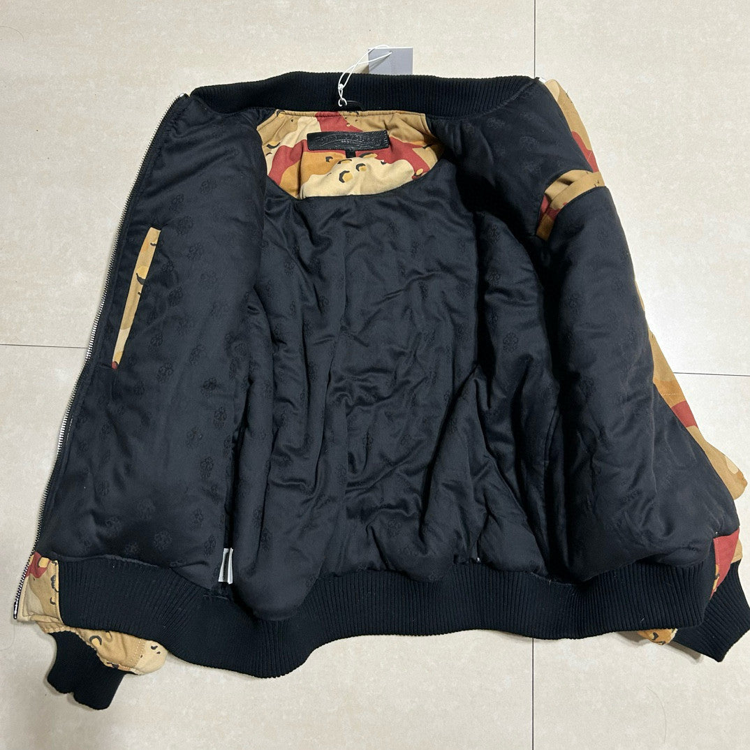 Chrome Hearts Men's Winter Graffiti Logo Camouflage Zip Crew Neck Cotton Jacket #97817