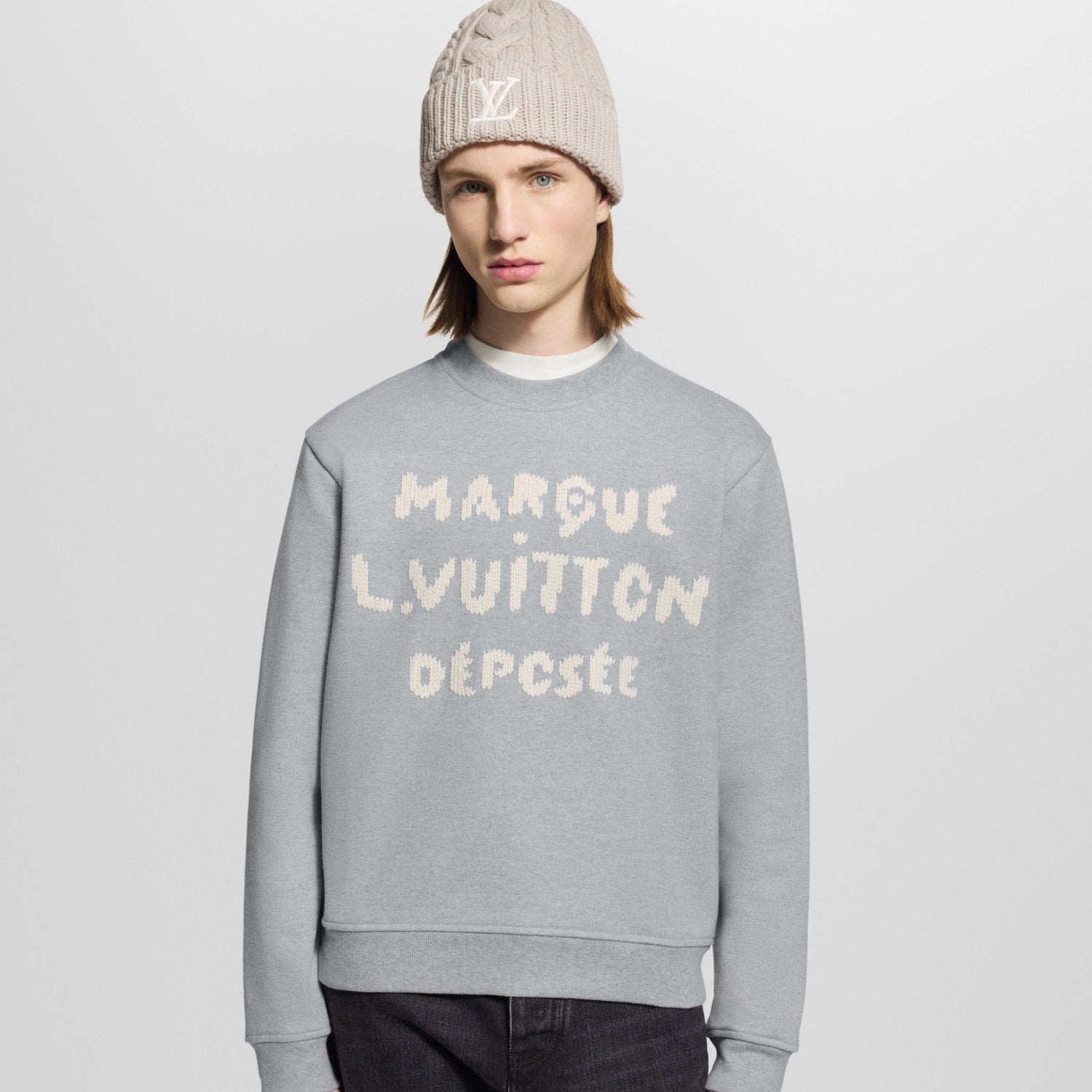 Louis Vuitton Men's Spring/fall Casual Solid Color Crewneck Long Sleeve Sweatshirt With Embroidered Logo Sweatshirt #79166