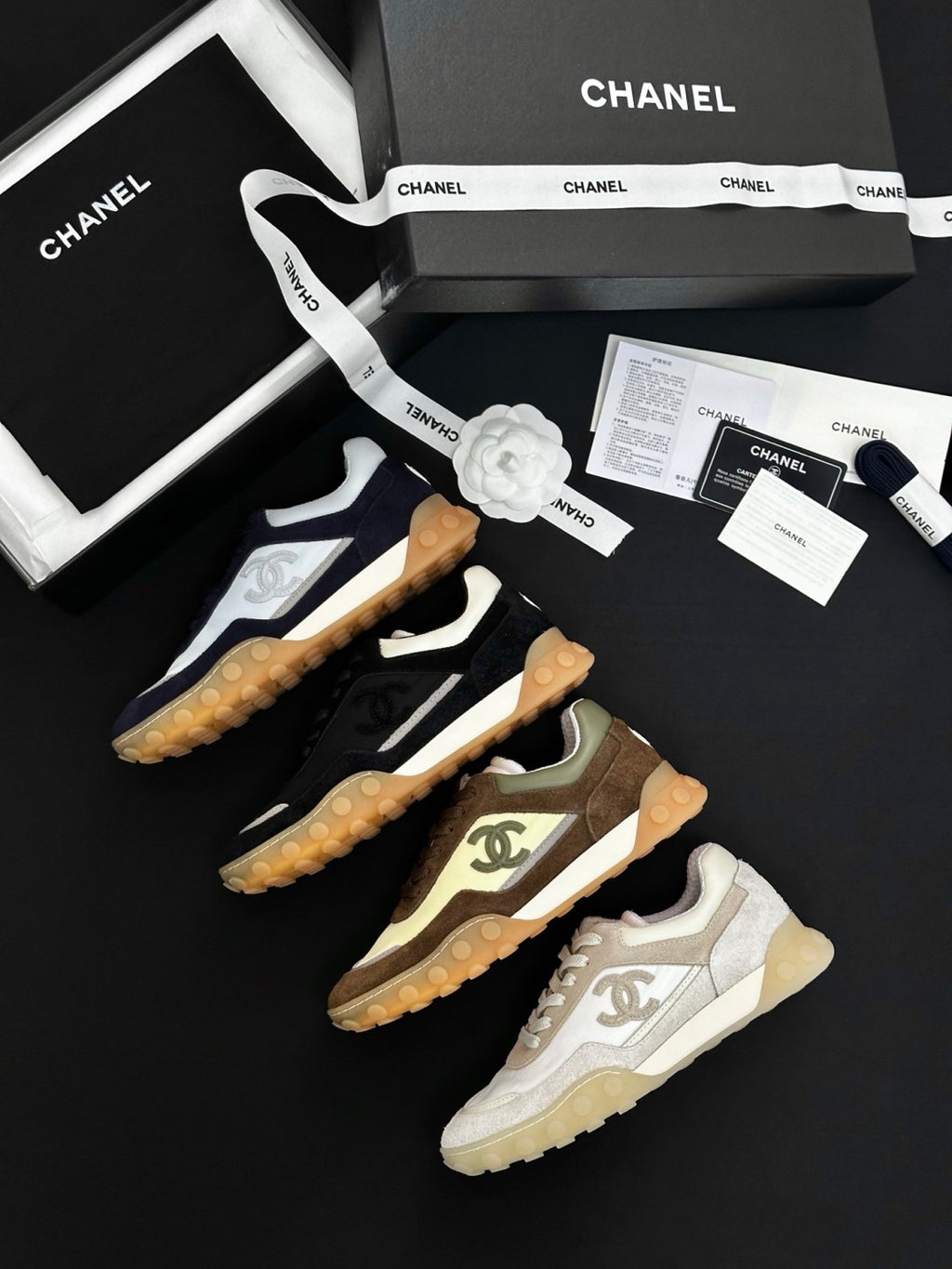 CHANEL Sneakers Mixed Fibers Suede Calfskin Calfskin #380548