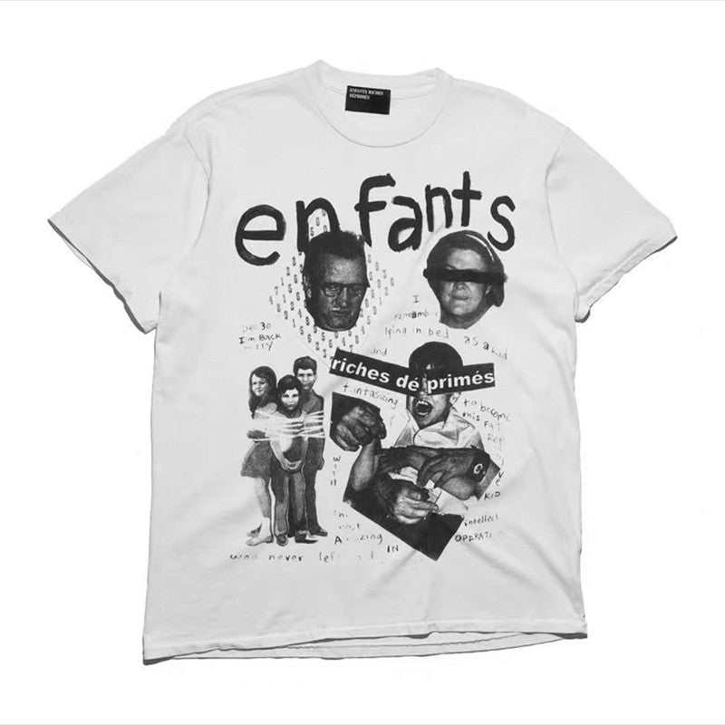 Enfants Riches Deprimes Men's Summer Letter Pattern Print Retro Casual Loose Straight Solid Color Cotton Short Sleeve T-Shirt #99365