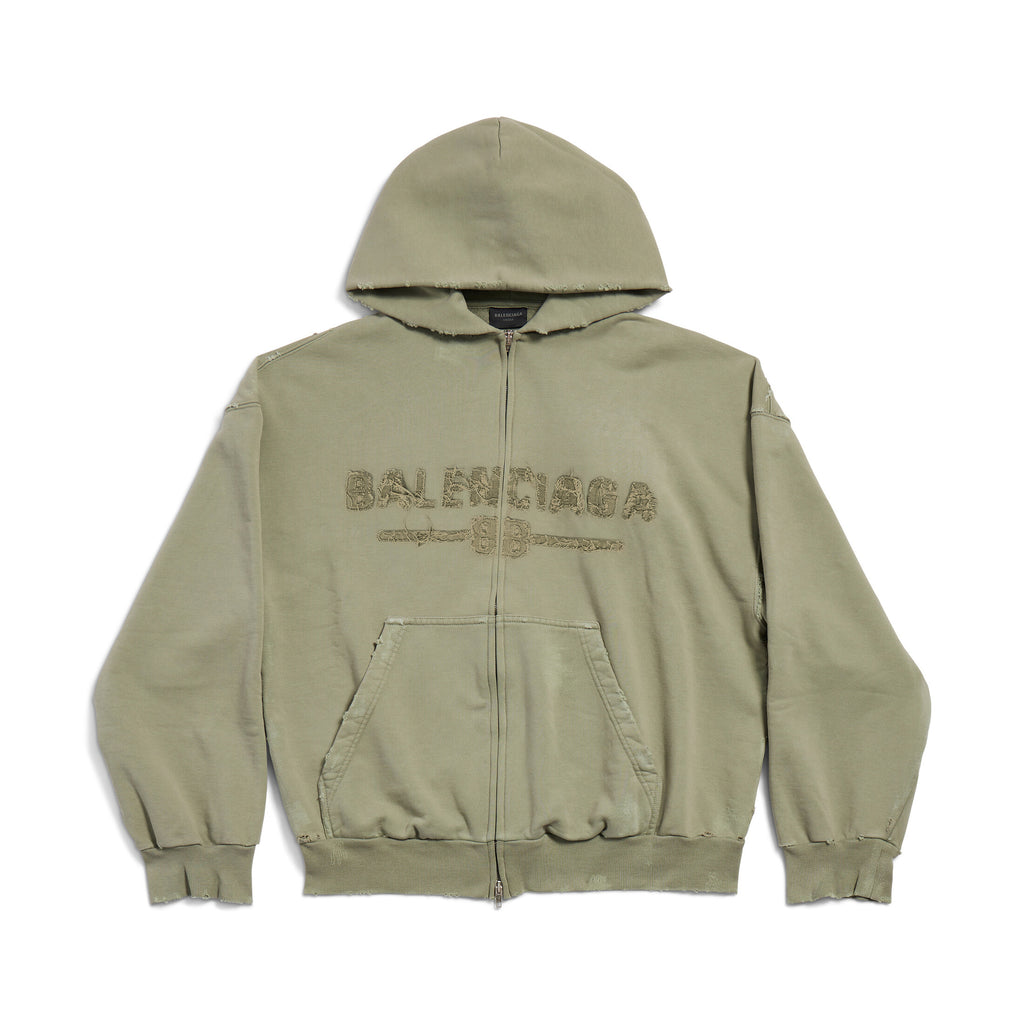 Balenciaga Men's And Women's Spring And Fall Solid Color Embroidery Letter Print Hooded Zipper Long Sleeved Jacket #75772
