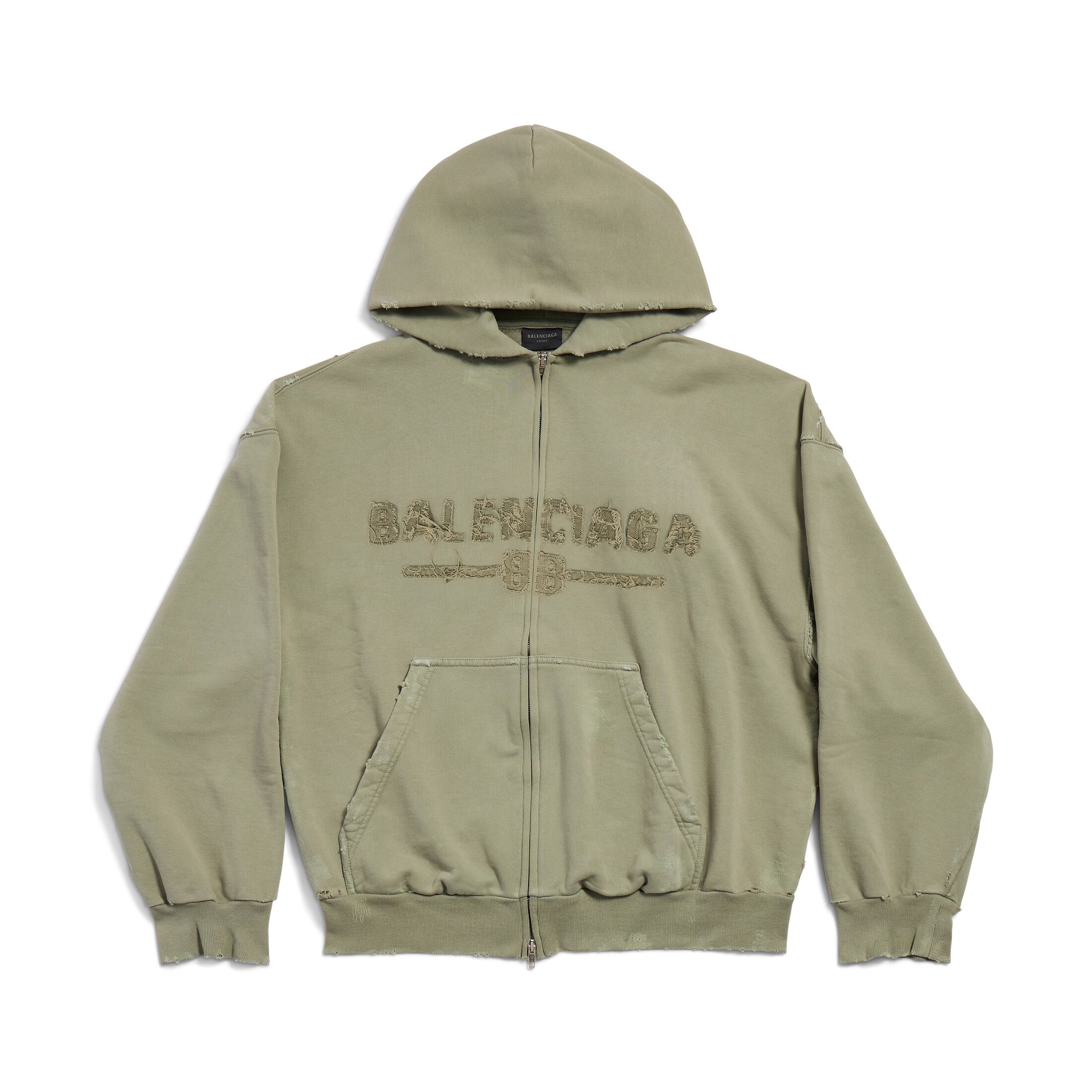 Balenciaga Men's And Women's Spring And Fall Solid Color Embroidery Letter Print Hooded Zipper Long Sleeved Jacket #75772