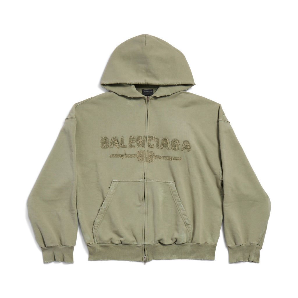 Balenciaga Men's And Women's Spring And Fall Solid Color Embroidery Letter Print Hooded Zipper Long Sleeved Jacket #75772