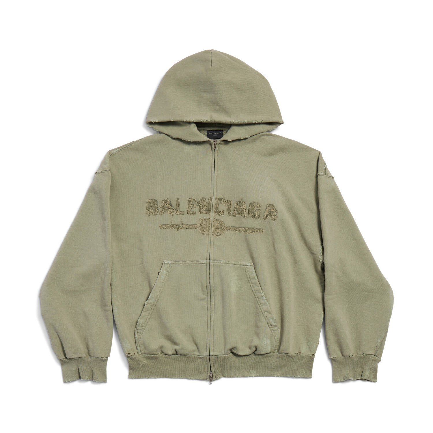 Balenciaga Men's And Women's Spring And Fall Solid Color Embroidery Letter Print Hooded Zipper Long Sleeved Jacket #75772