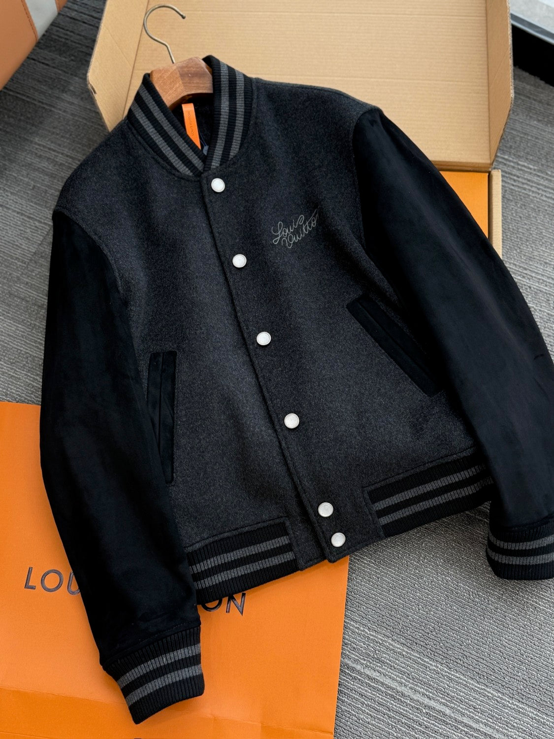 Louis Vuitton Men's Spring/autumn Fashion Casual Solid Color Single Breasted Suede Sheepskin Leather Jacket Sweatshirt Jacket #78395