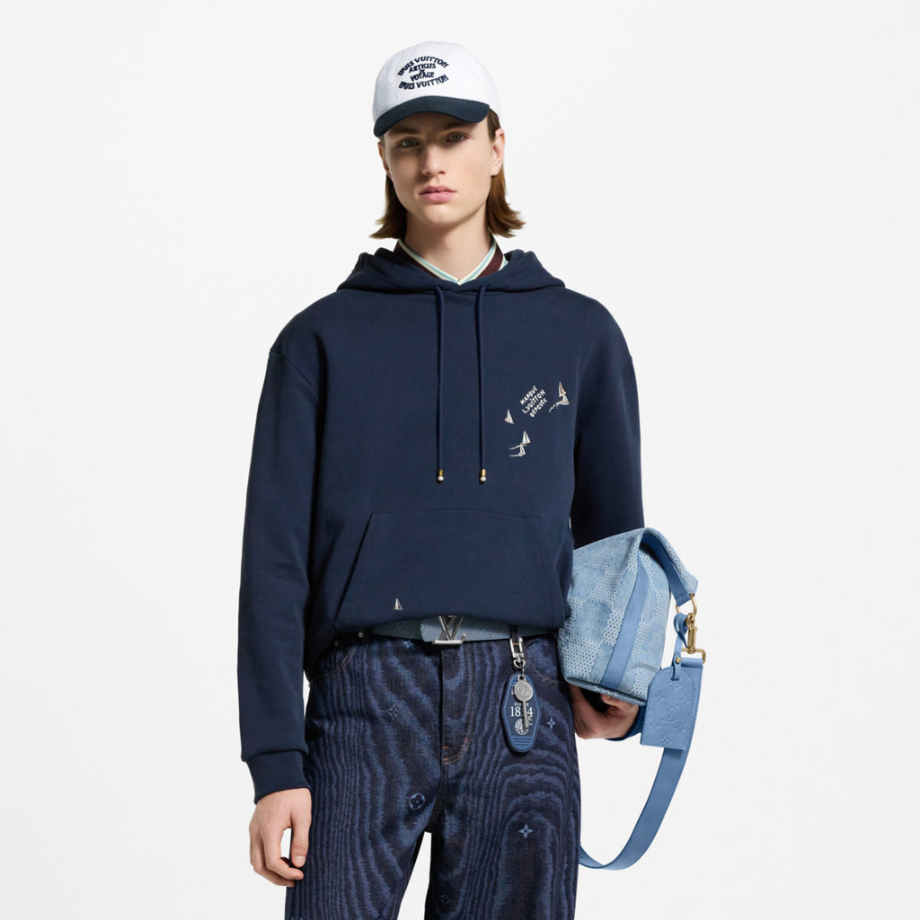 Louis Vuitton Men's Spring/Autumn Solid Color Casual Letter Embroidery Pattern Hooded Long Sleeve Sweatshirt #78239