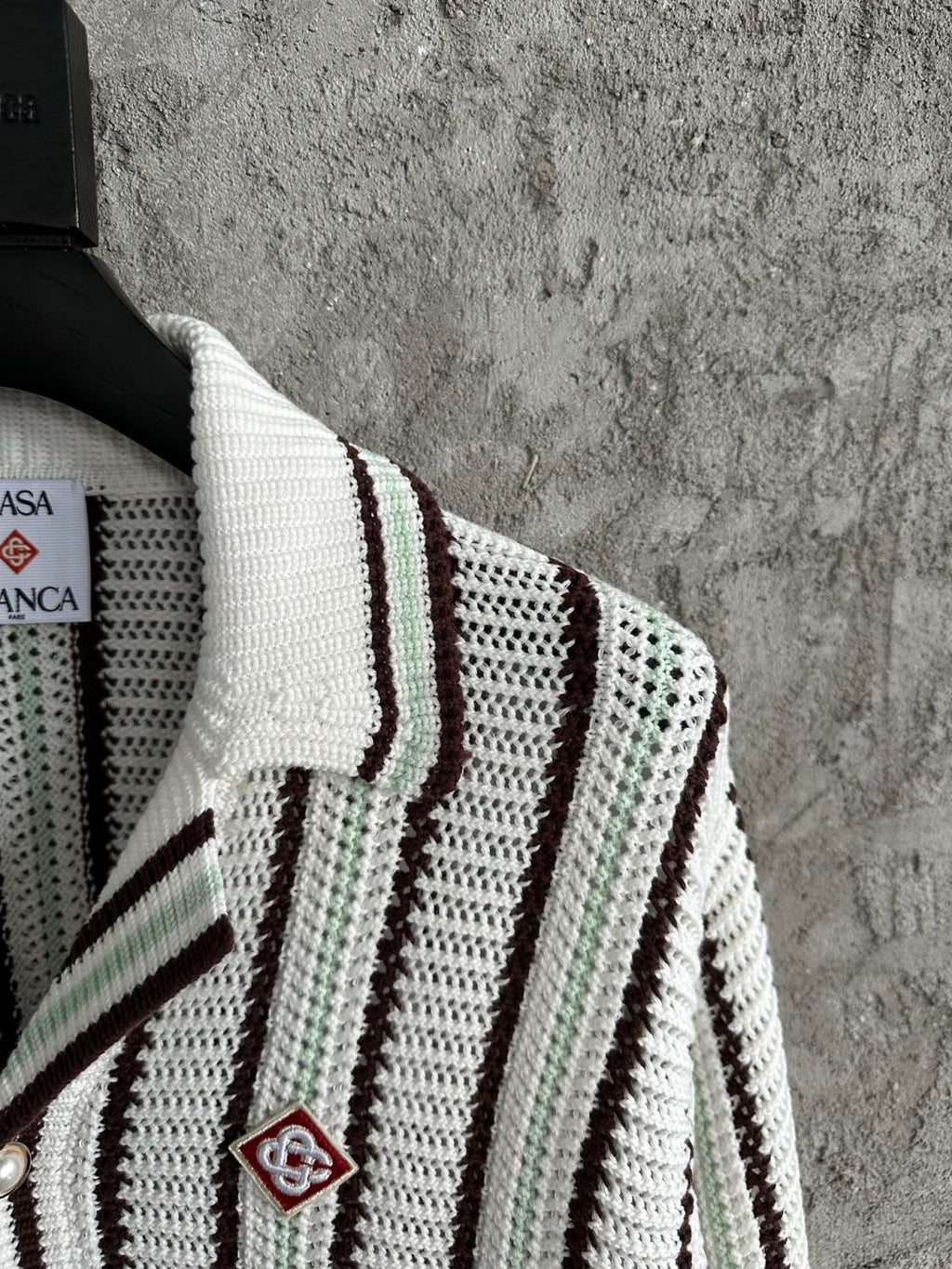 CASABLANCA 25SS Men's Brown Vertical Striped Long-sleeved Sweater Cardigan #333098