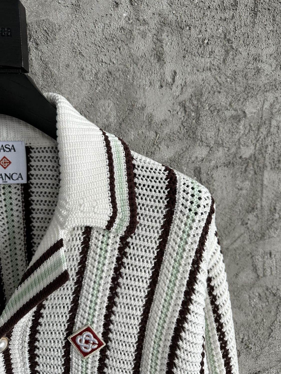 CASABLANCA 25SS Men's Brown Vertical Striped Long-sleeved Sweater Cardigan #333098