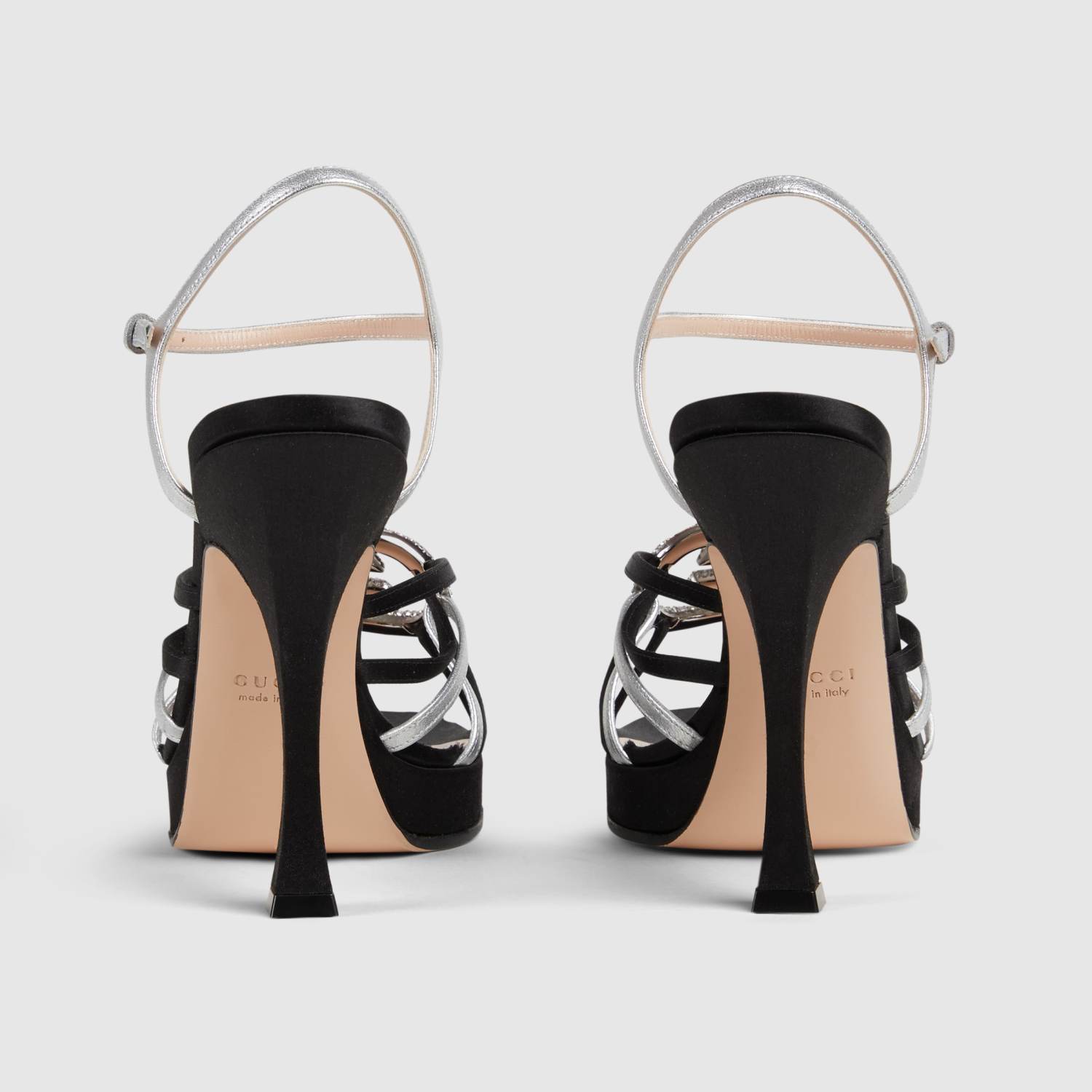 GUCCI Women's Pump With Crystal Interlocking G in Black and Leather 12.5 CM#381122