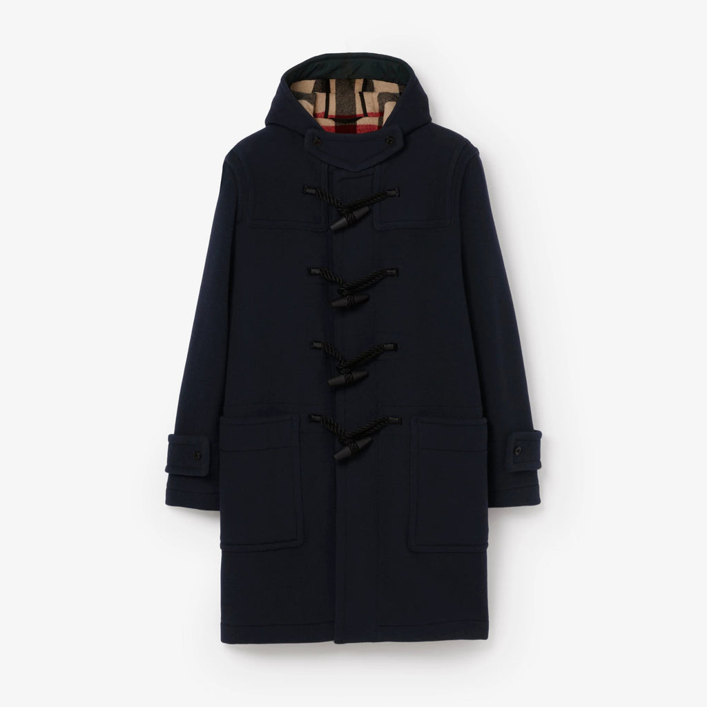Burberry Men's Winter Lined Functional Wool Cowl Button Plaid Long Coat Jacket #97161