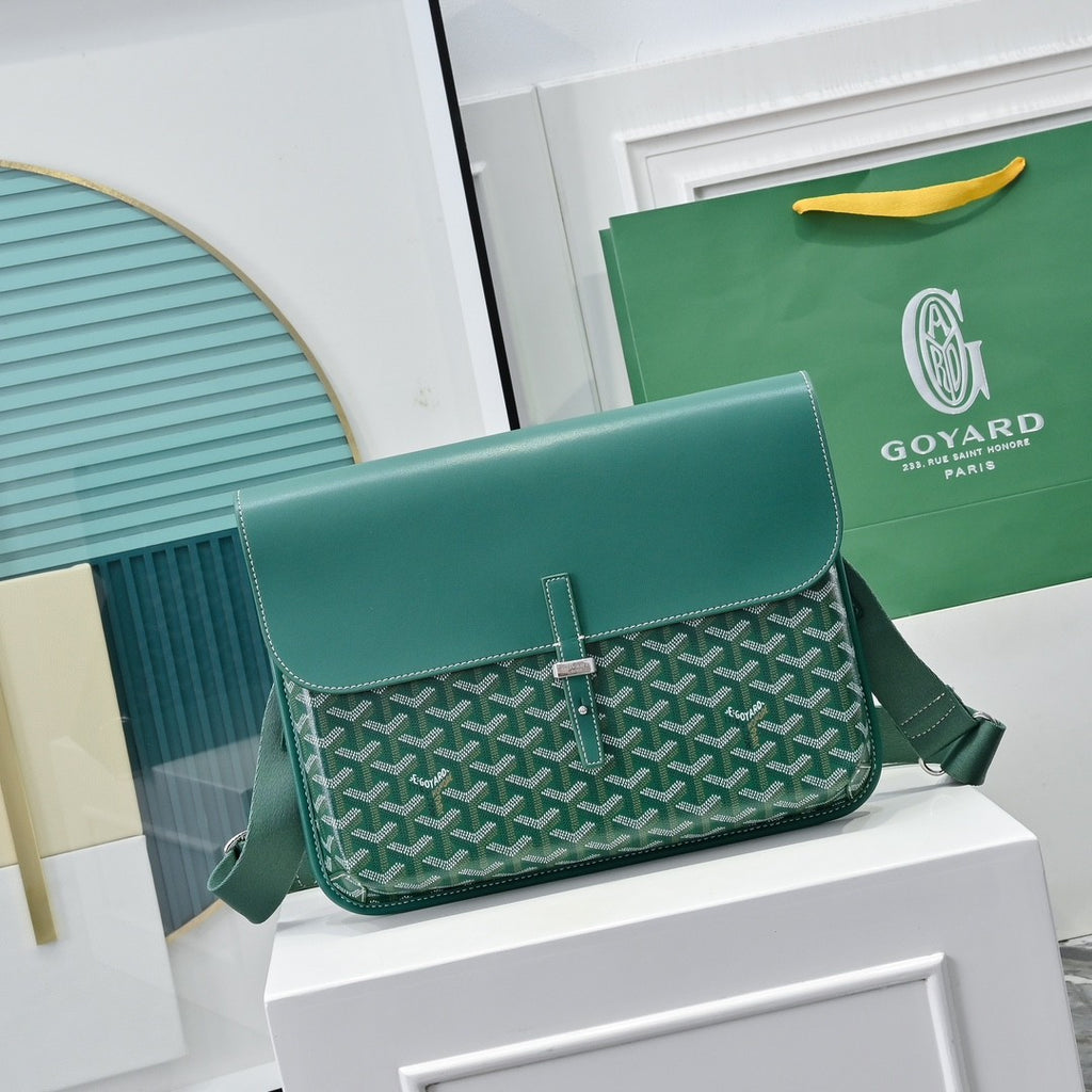 GOYARD Coursier Men's and Women's Solid Color Adjustable Shoulder Strap Canvas Spell Calfskin Messenger Bag Crossbody Shoulder Bags #76473