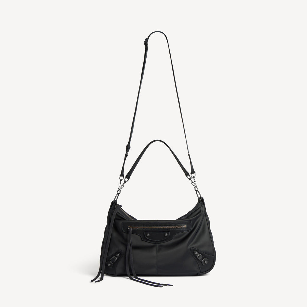 Balenciaga Men's Le City Moto Medium In Black Retro Nylon Motorcycle Bag Stylish Casual Crossbody Shoulder Bag #194664
