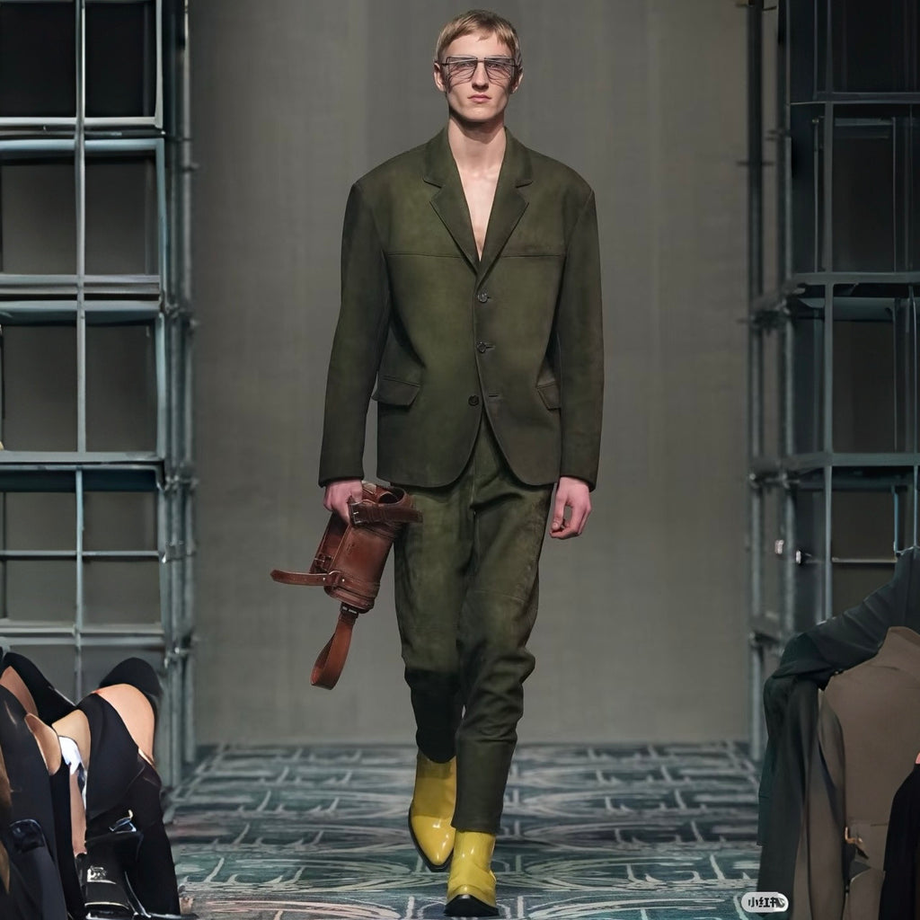 PRADA Men's Forest Green Suede Jacket #333462