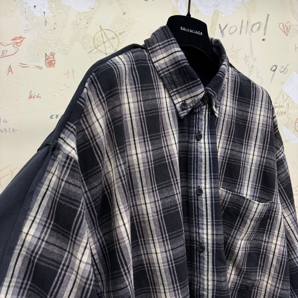 Balenciaga Men's Hybrid Overshirt in Blackgrey #333811