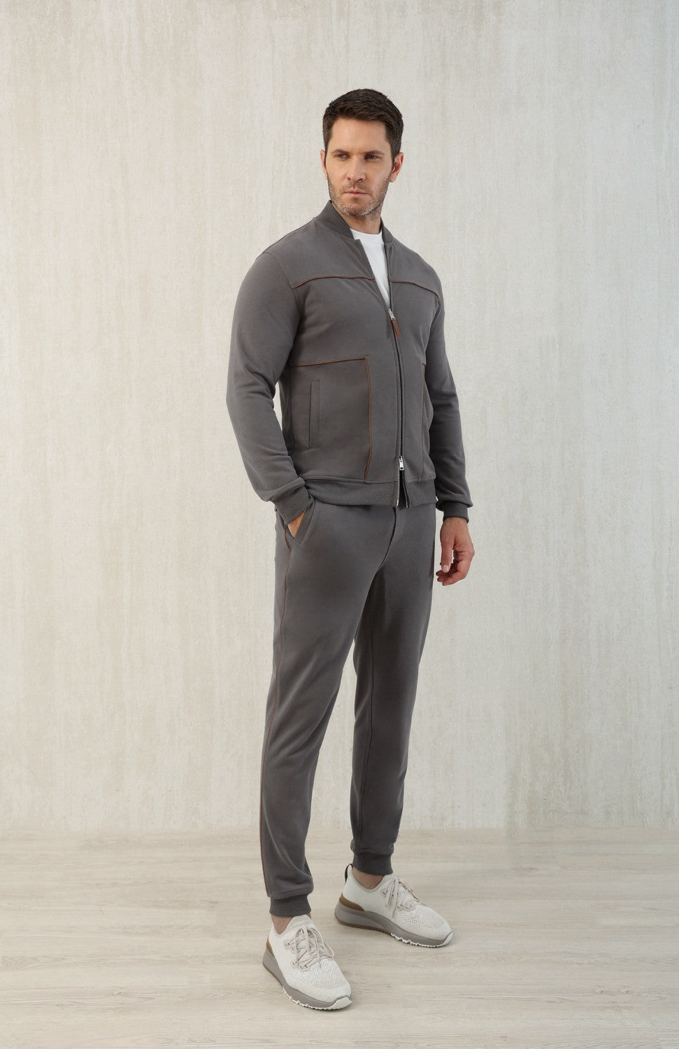 Brunello Cucinelli Men's Spring and Autumn Hooded Long Sleeve Cotton Casual Sports Sweatshirt Zipper Long Sleeve Jacket Ngvp #1766