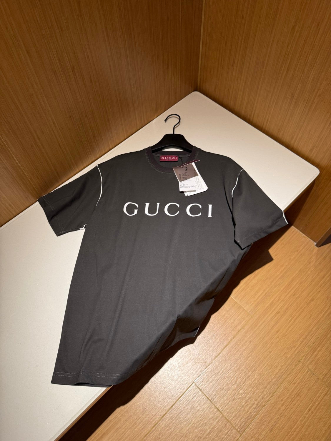 Gucci Men's Summer Solid Color Letter Print Round Neck Cotton Short Sleeve T-Shirt #75964
