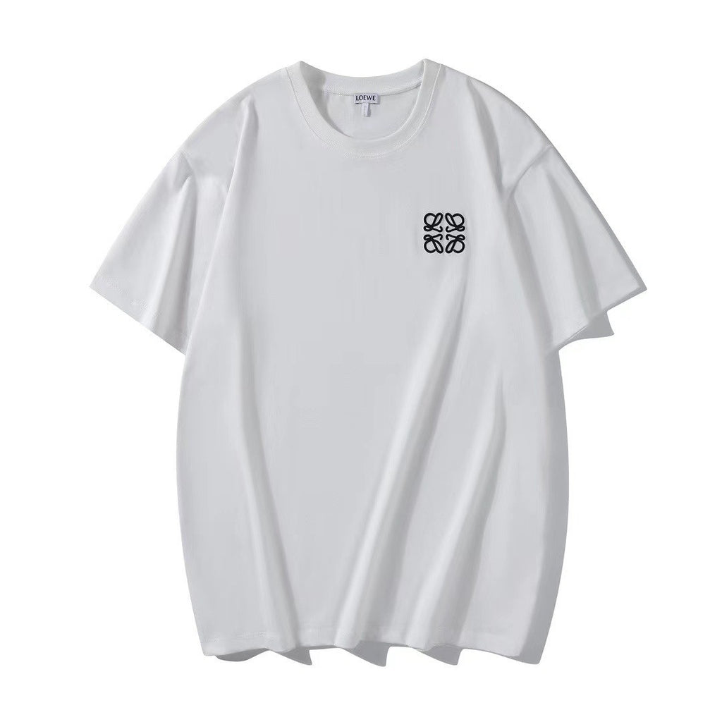 Loewe Men's and Women's Solid Color Embroidered Logo Print Round Neck Cotton Short Sleeve T-Shirt #77814