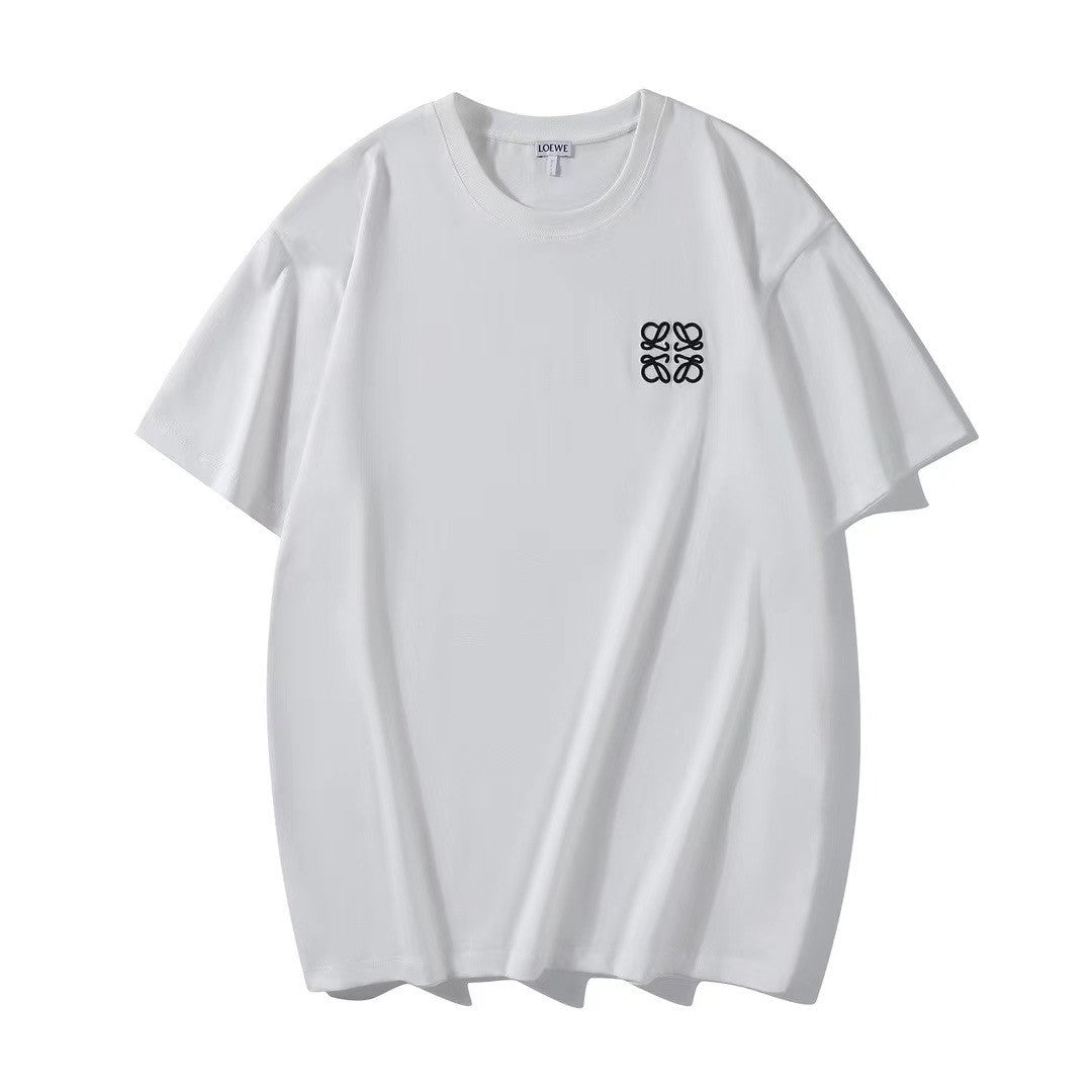 Loewe Men's and Women's Solid Color Embroidered Logo Print Round Neck Cotton Short Sleeve T-Shirt #77814