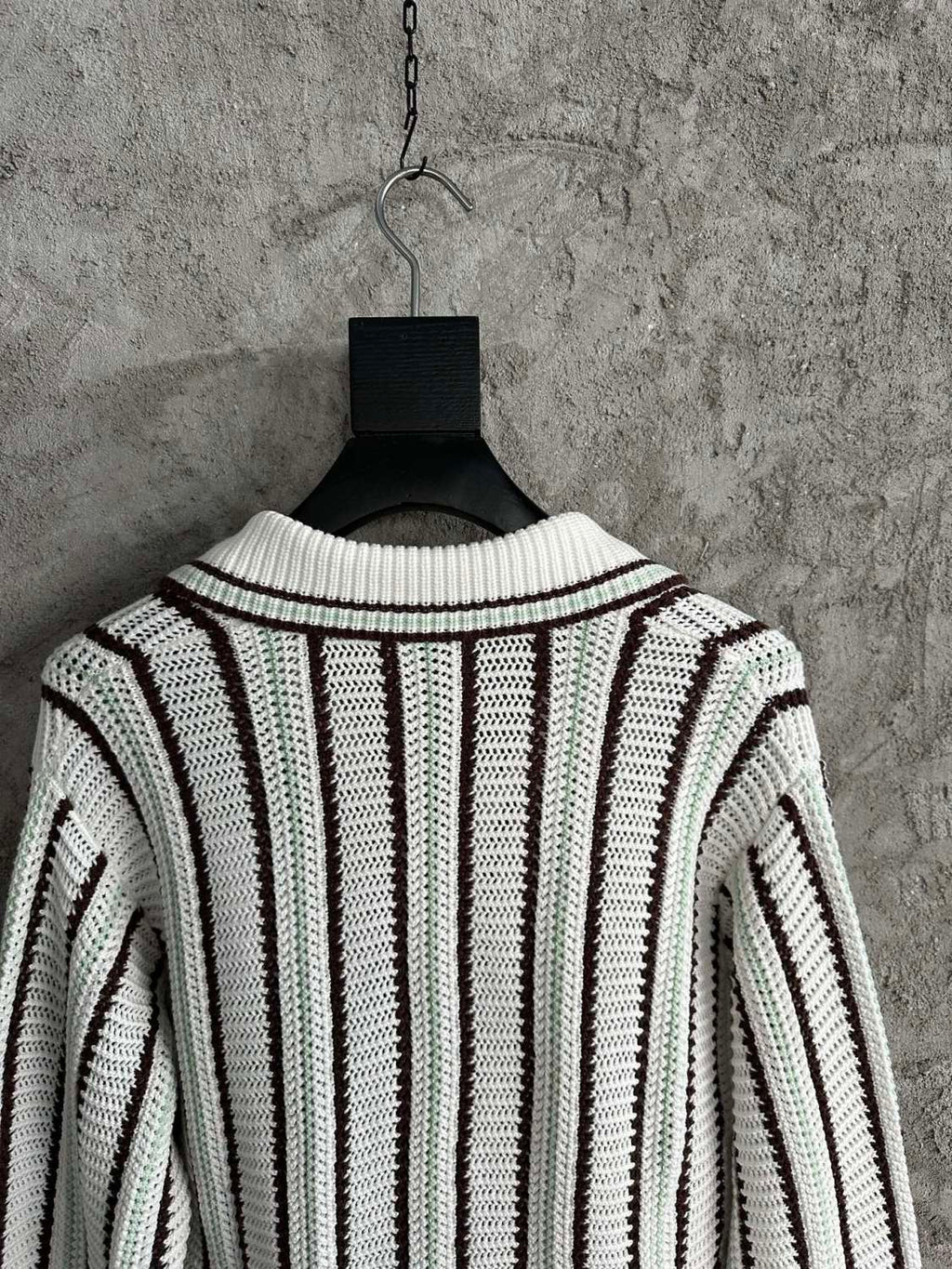 CASABLANCA 25SS Men's Brown Vertical Striped Long-sleeved Sweater Cardigan #333098