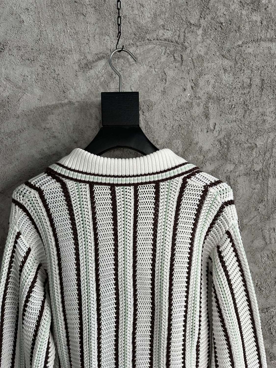 CASABLANCA 25SS Men's Brown Vertical Striped Long-sleeved Sweater Cardigan #333098