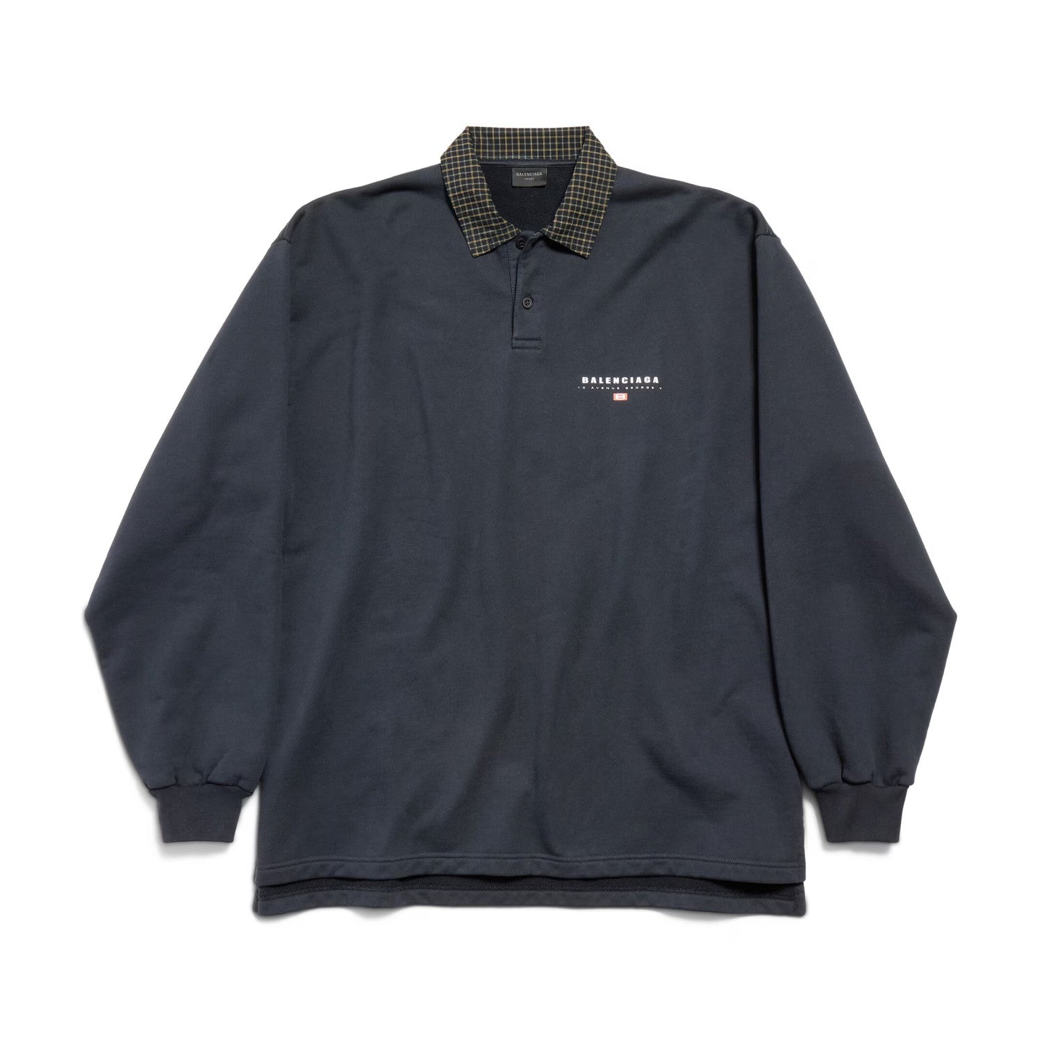 Balenciaga Men's Spring/Summer Solid Color Plaid Polo Neck Long Sleeve T-Shirt #75897