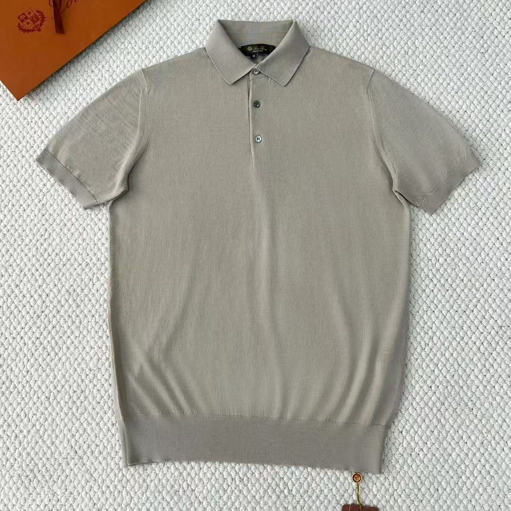 Loro Piana King's Gift® Men's Polo Shirt Spring Summer Fashion Casual Button Short Sleeve Top Knitted T-shirt Lapel Men's Clothes Ngvp #9957