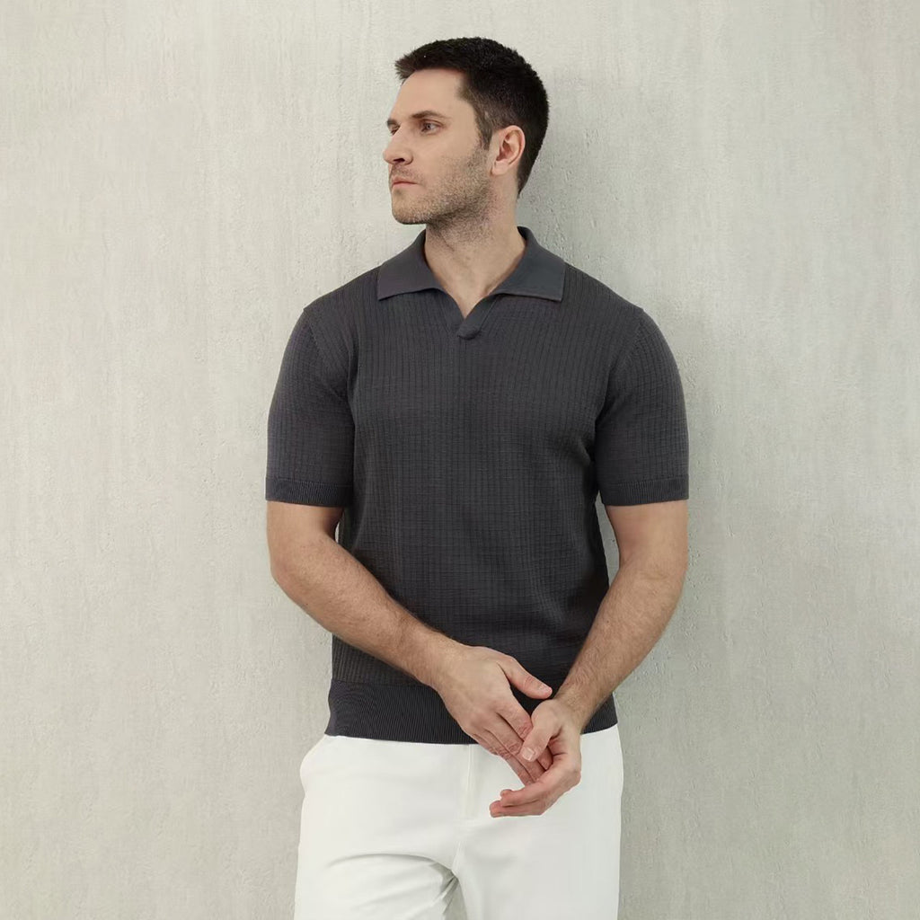 Loro Piana Men's Summer Refreshing Thin Knitted Lapel Short-sleeved Top Multicoloured Fashion Comfortable Temperament T-shirt Ngvp #9956
